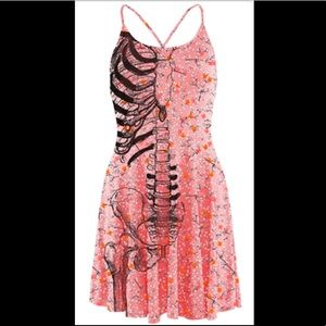 IRON FIST Pink Floral Skeleton Dress Large L